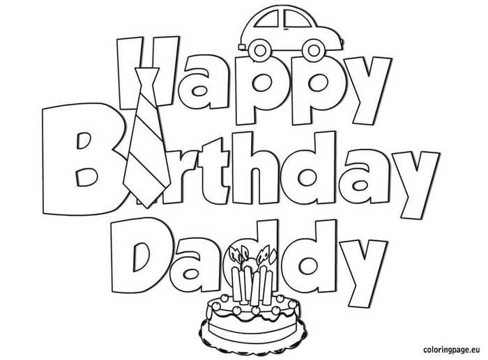 Happy Birthday Daddy Coloring Page