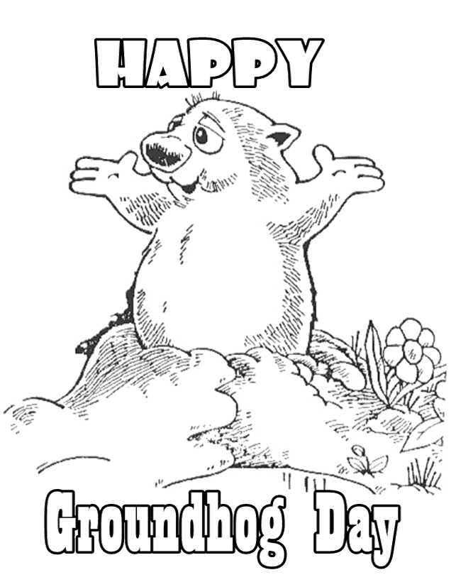 Happy Groundhog Day Coloring Page