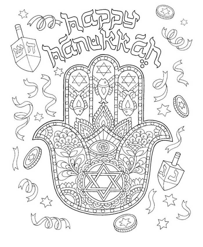 Happy Hanukkah Coloring Pages