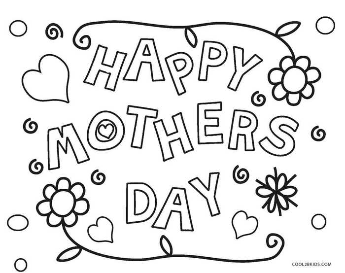 Happy Mothers Day Coloring Page Flowers