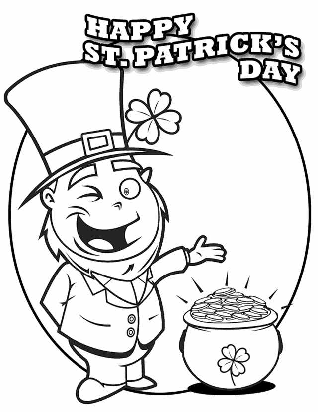 Happy St Patricks Day Coloring Page Leprechaun