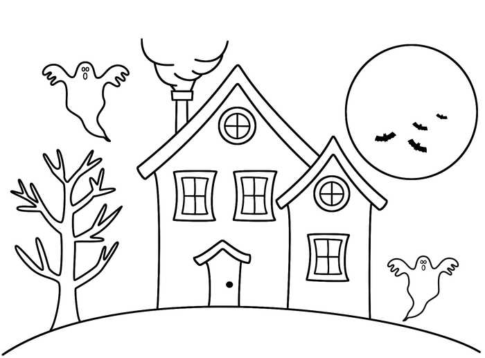 Haunted House Coloring Pages For Preschoolers