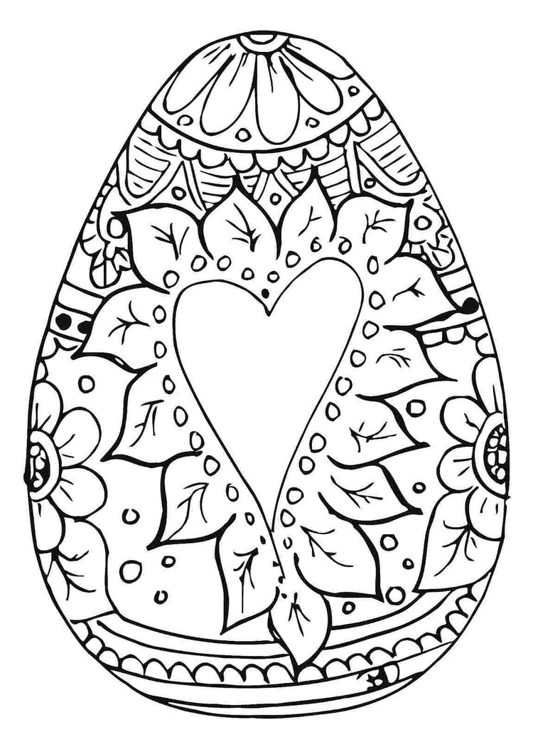 Heart Easter Egg Coloring Pages