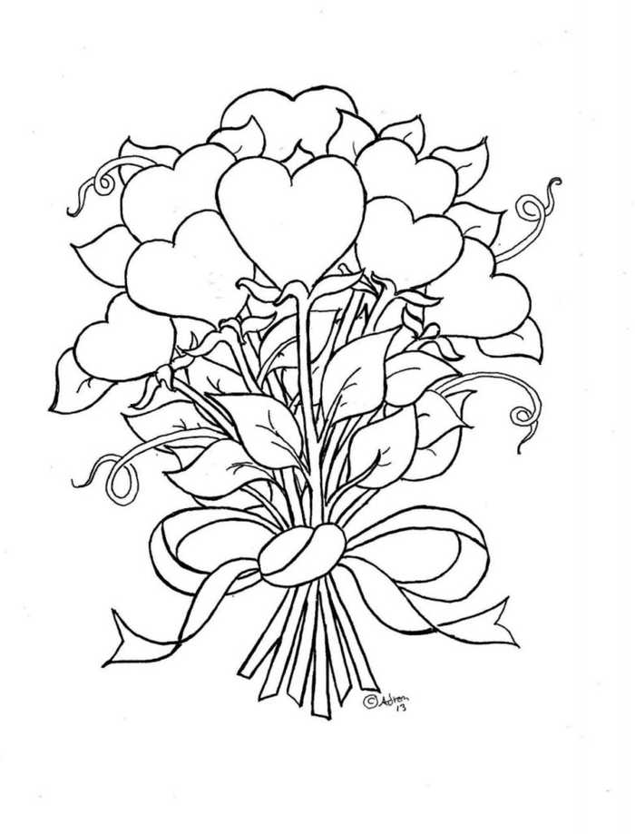 Heart Flowers Coloring Page