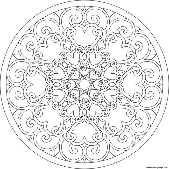 Heart Mandala Coloring Page