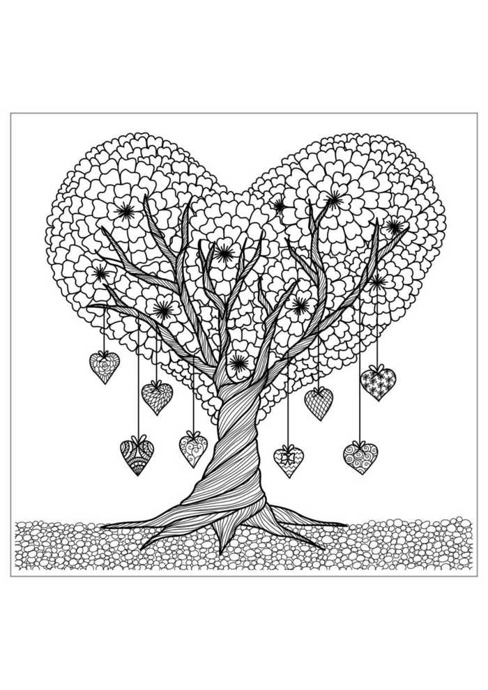 Heart Tree Coloring Pages