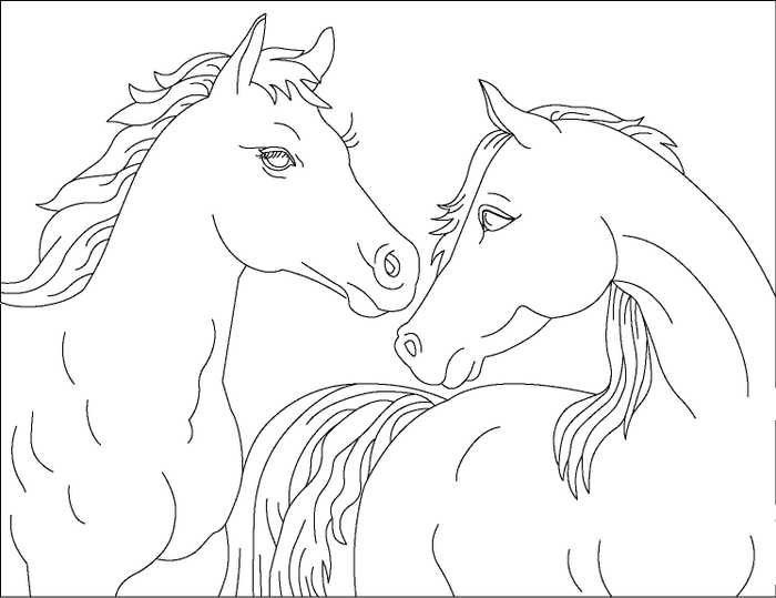 Horses Coloring Page