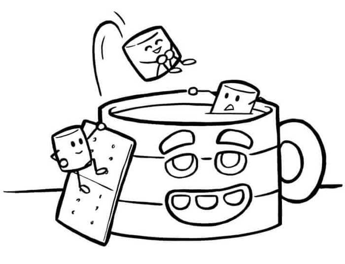 Hot Cocoa In Winter Coloring Page