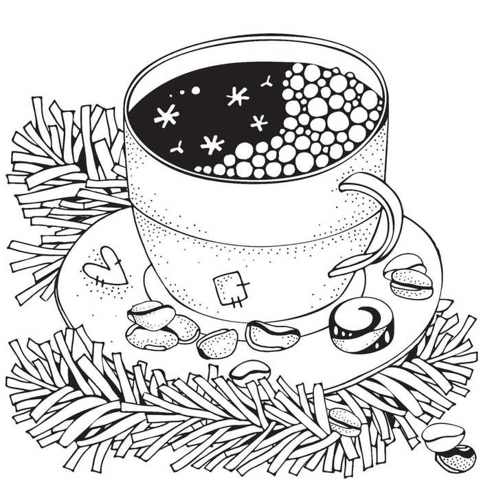 Hot Cocoa In Winter Coloring Page