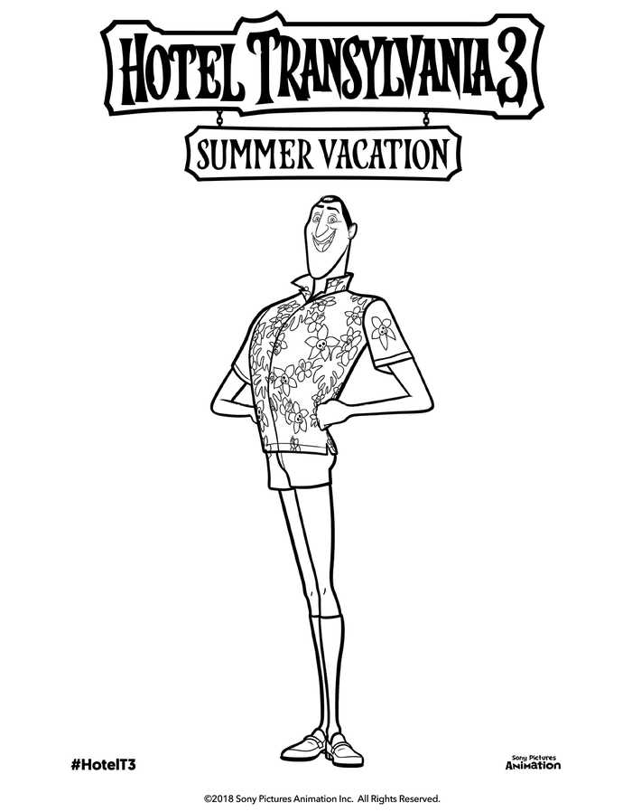 Hotel Transylvania Summer Vacation Coloring Pages Dracula