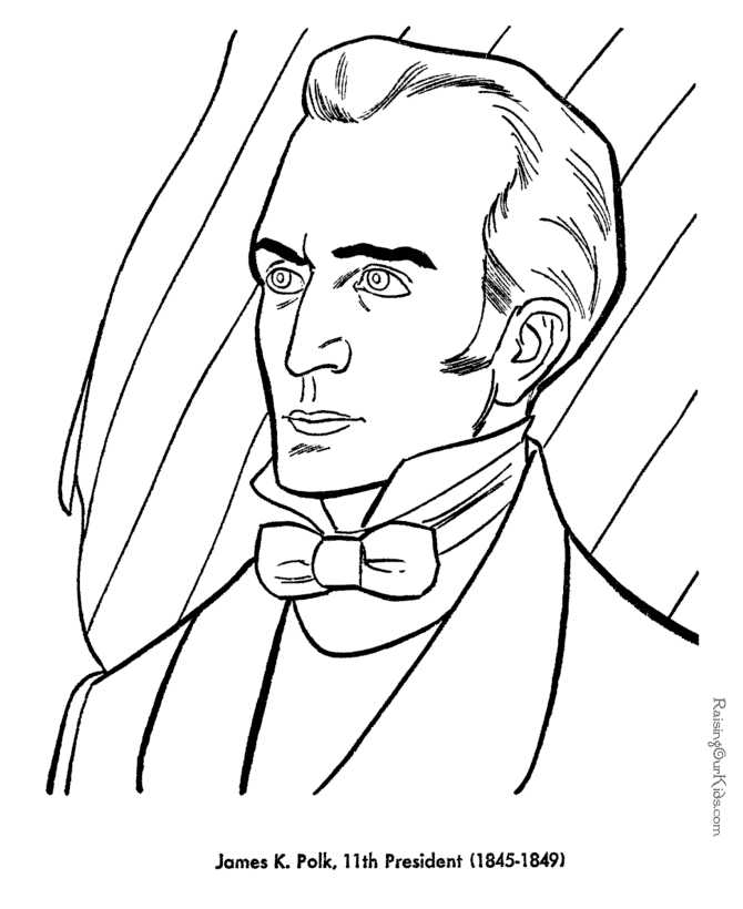 James Polk Presidents Day Coloring Page