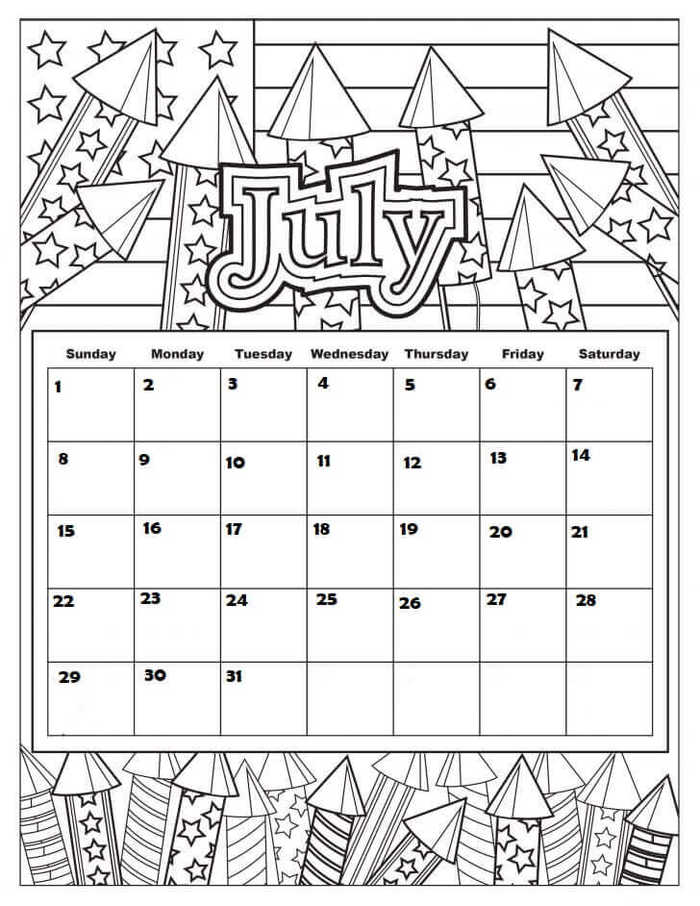 July Coloring Pages