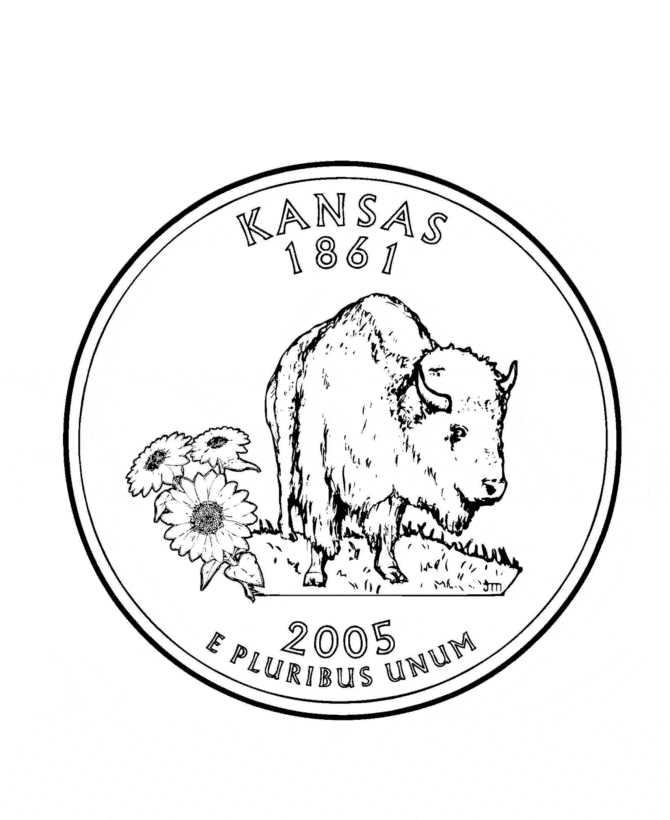 Kansas Quarter Coloring Page