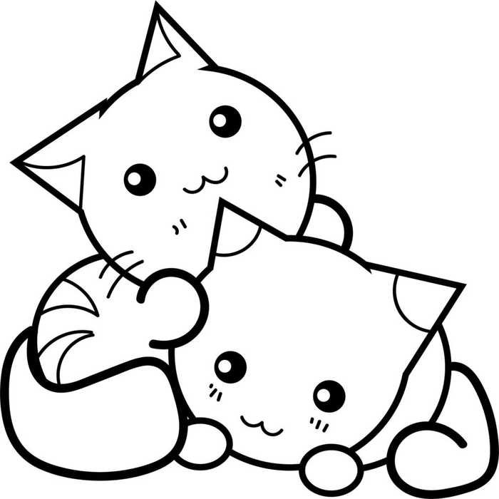 Kawaii Cat Coloring Pages