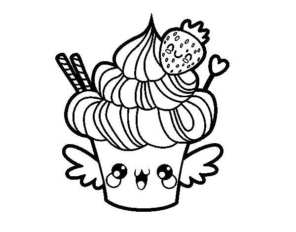 Kawaii Cupcake Coloring Pages