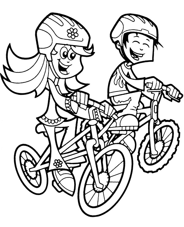 kids road cycling coloring pages