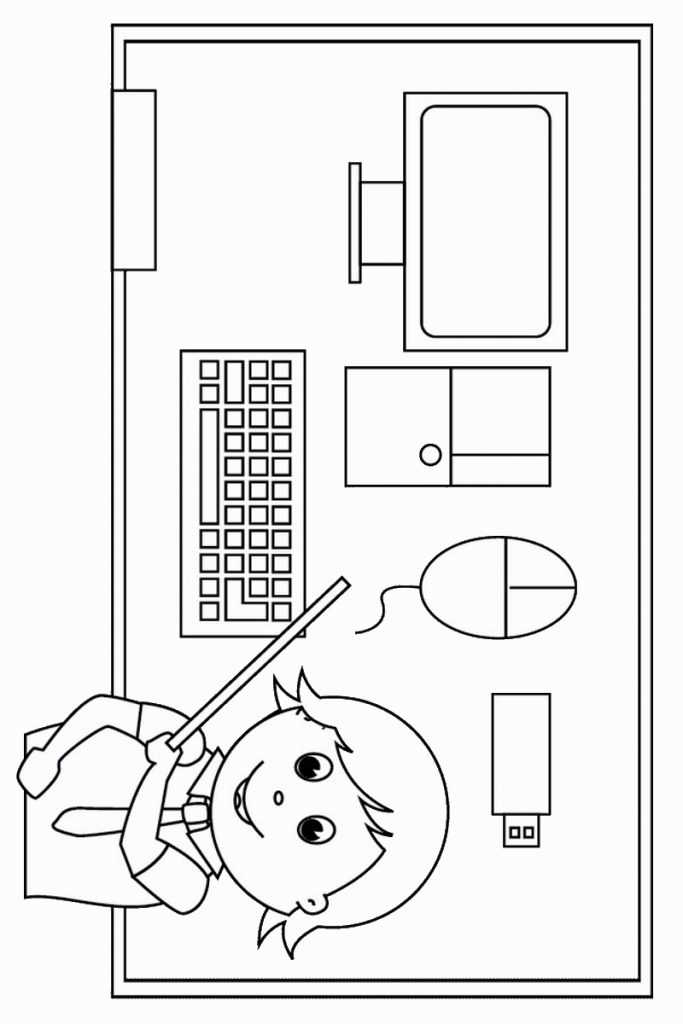 Learning About Computers Coloring Page