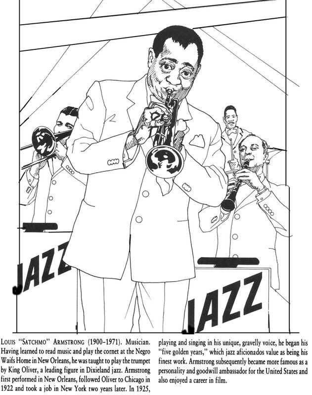 Louis Armstrong Black History Month Coloring Pages