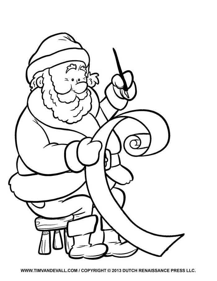 Making His List Santa Coloring Page