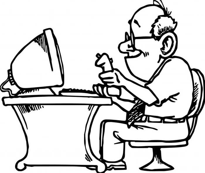 Man Playing Computer Game With Joystick Coloring Page