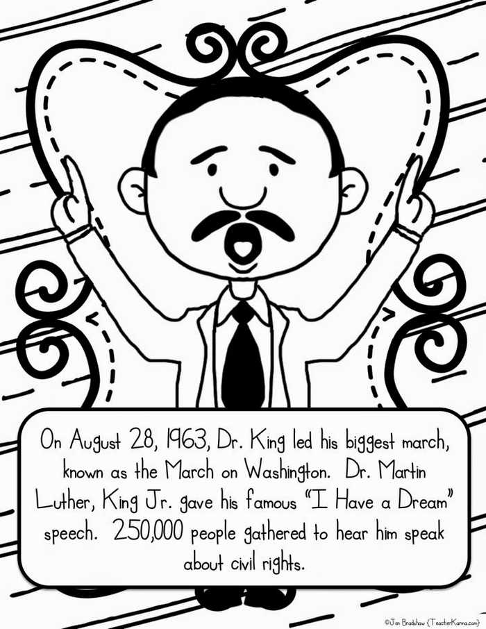 Martin Luther King Jr Info Coloring Pages