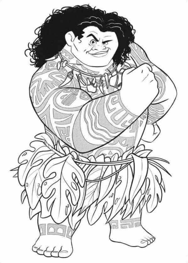 Maui Posing Moana Coloring Page