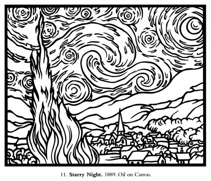 Medium Starry Night Van Gogh Coloring Pages