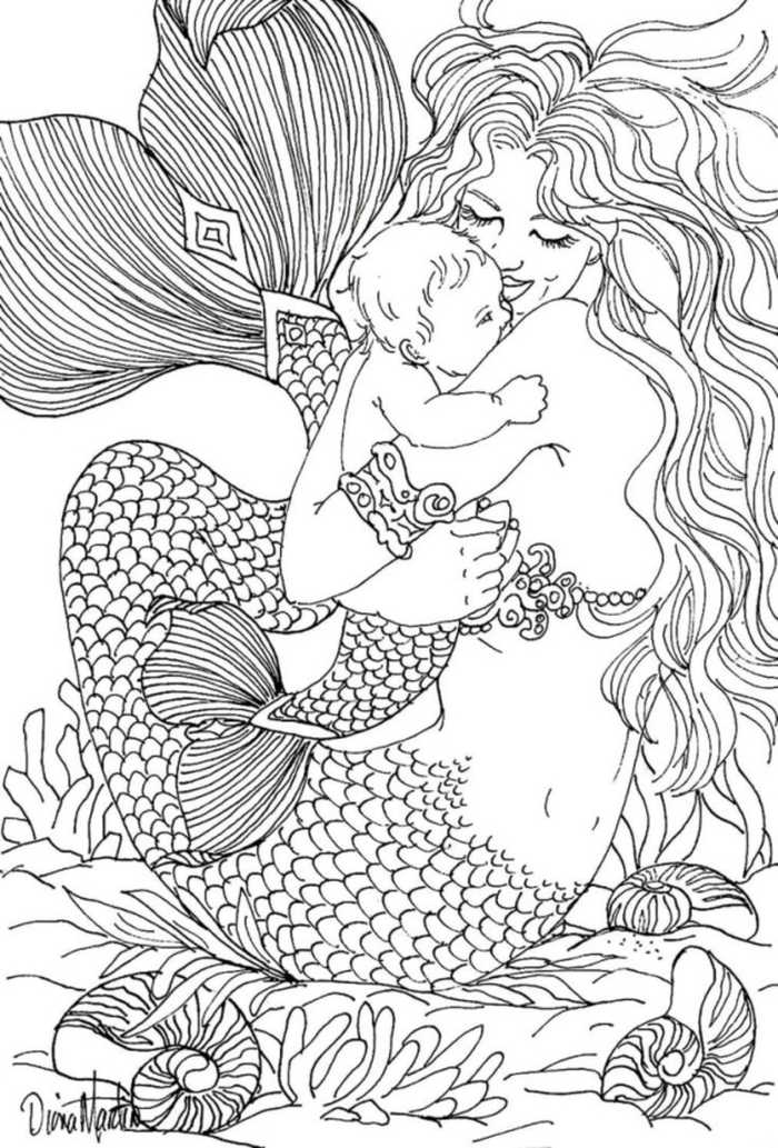 Mermaid Coloring Pages For Adults