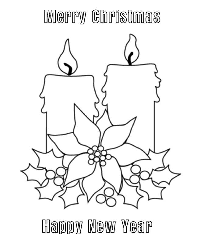 Merry Christmas Coloring Page Candles