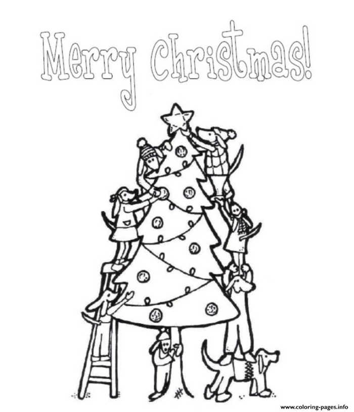 Merry Christmas Tree Coloring Page