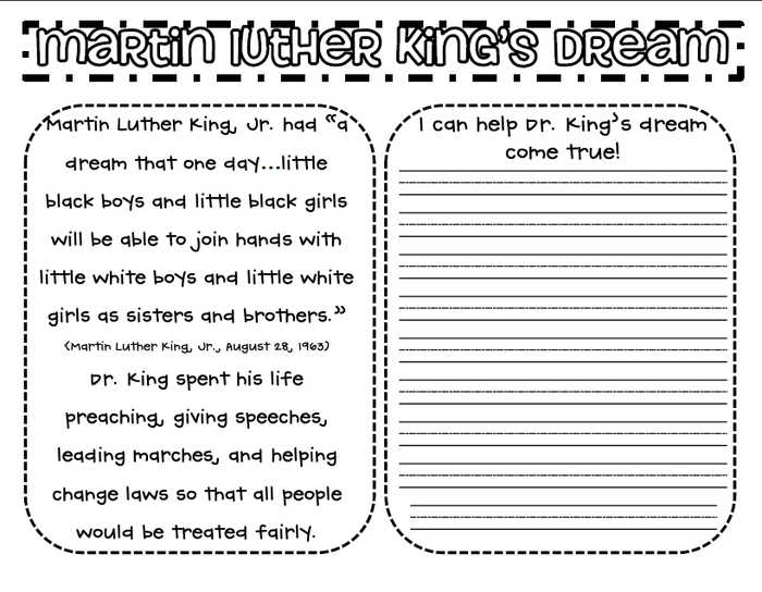 Mlks Dream Activity Worksheet