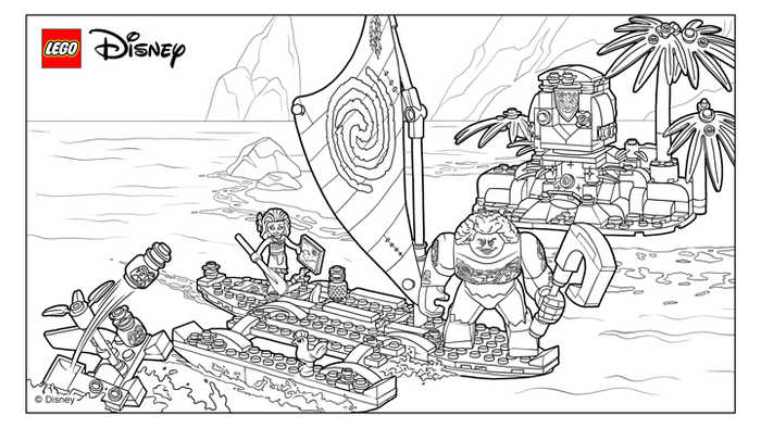 Moana Boats Lego Coloring Page