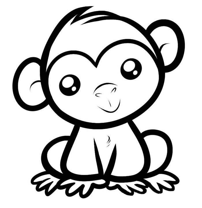 Monkey Easy Coloring Pages