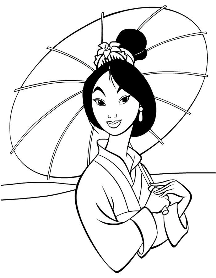 Mulan Umbrella Coloring Pages