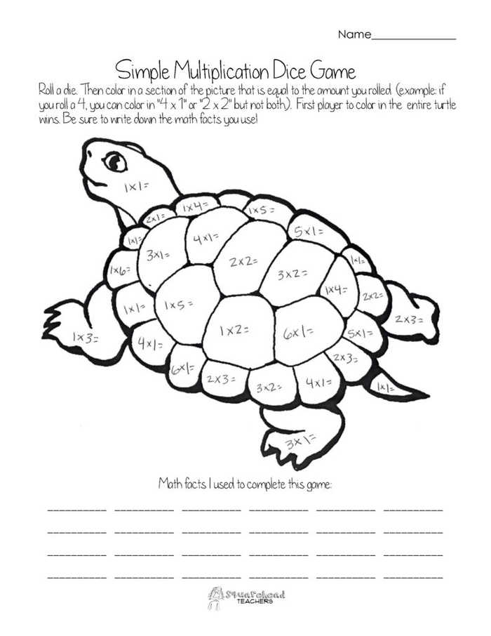 Multiplication Game Worksheet