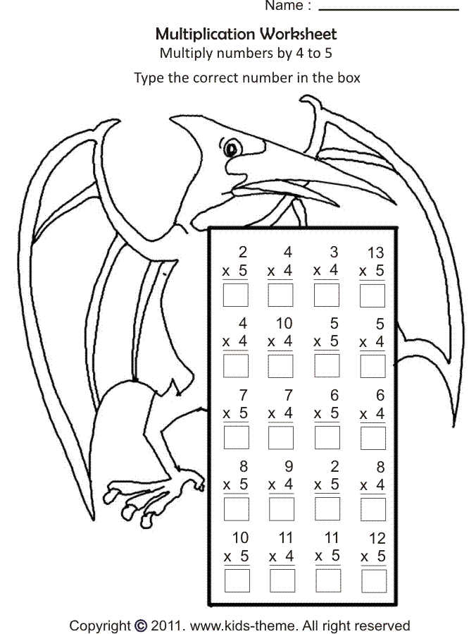 Multiplication Worksheet 4 To 5