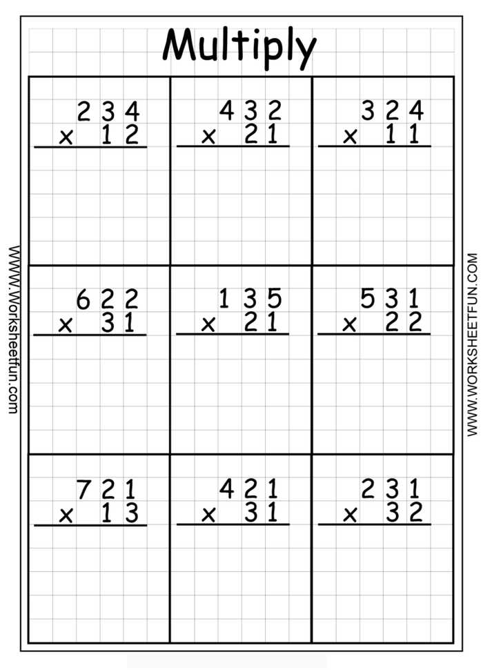 Multiply Large Numbers Worksheet