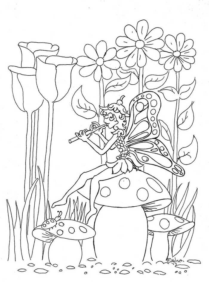 Mushroom Fairy Coloring Page