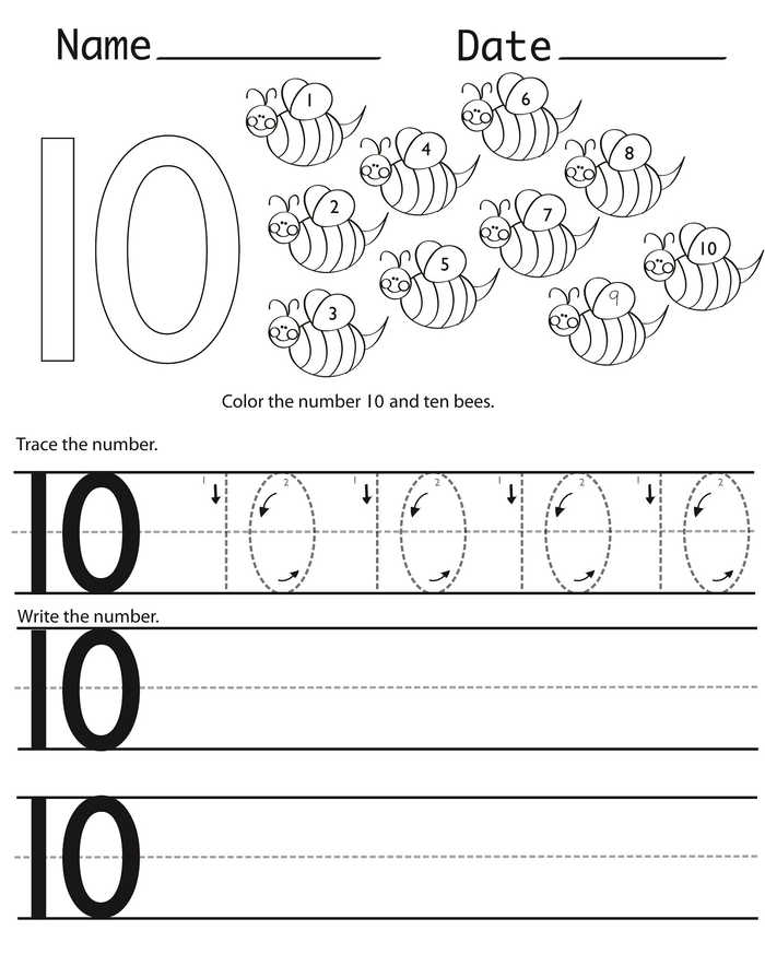 Number 10 Math Coloring Pages