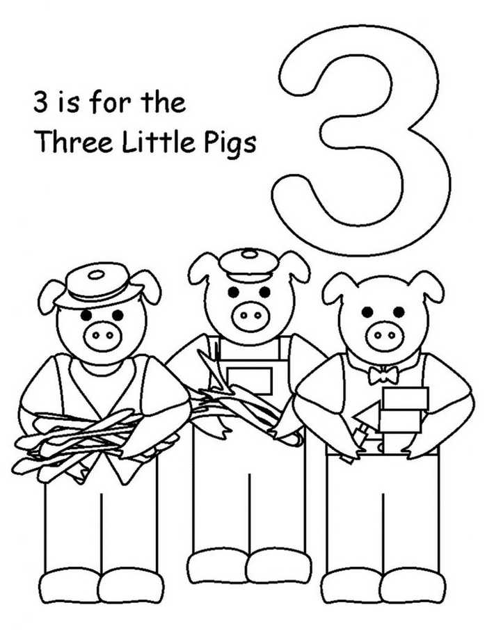 Number 3 Kindergarten Coloring Page