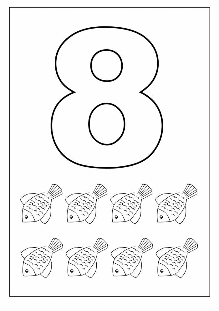 Number 8 Kindergarten Coloring Page