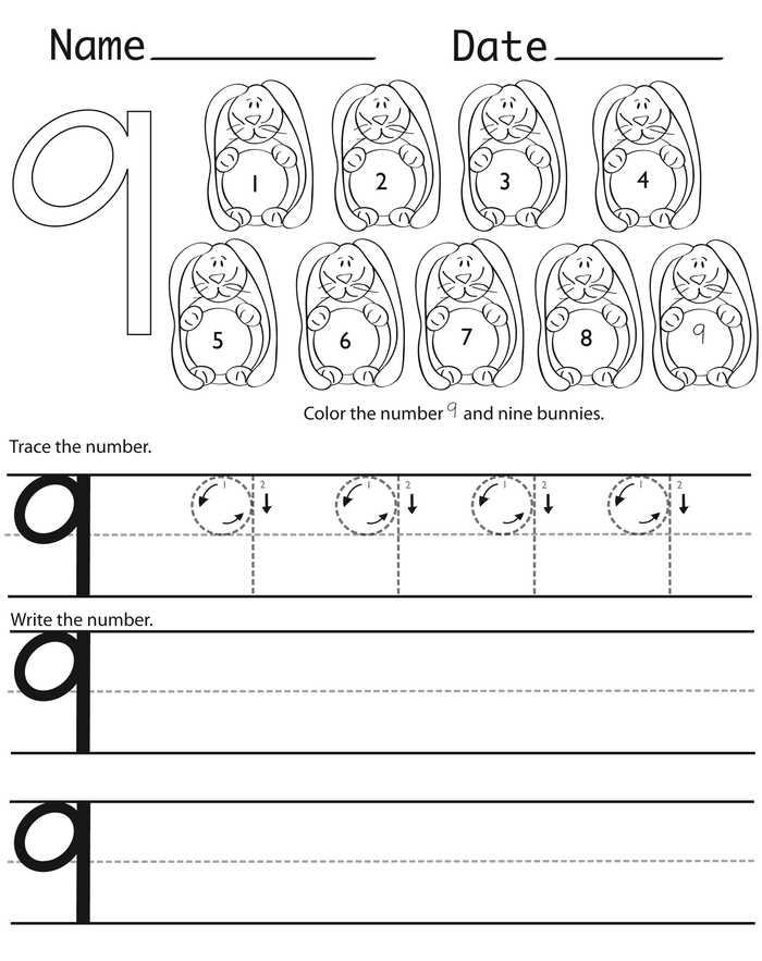 Number 9 Math Coloring Page