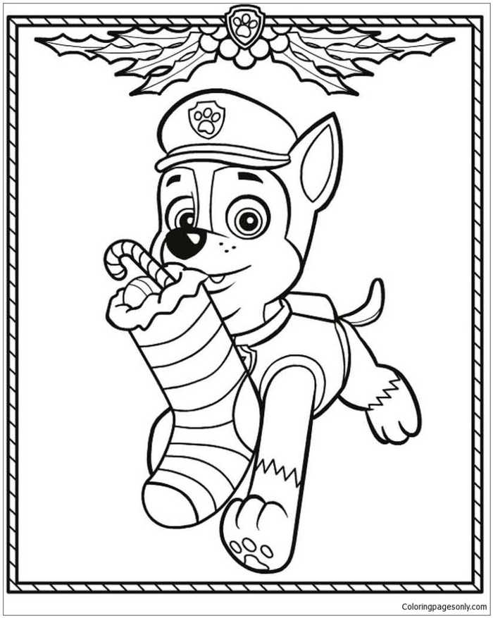 Paw Patrol Christmas Coloring Page