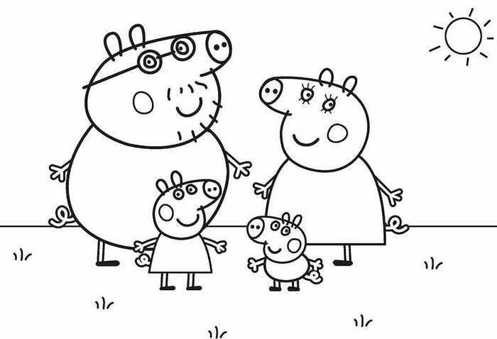 Peppa Pig Family Coloring Pages