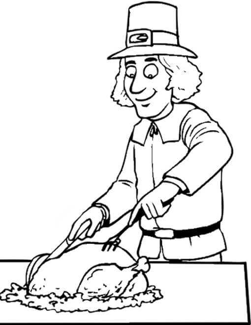 Pilgrim Thanksgiving Coloring Pages