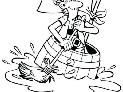 Pirate Paddling A Little Boat Coloring Pages Printable