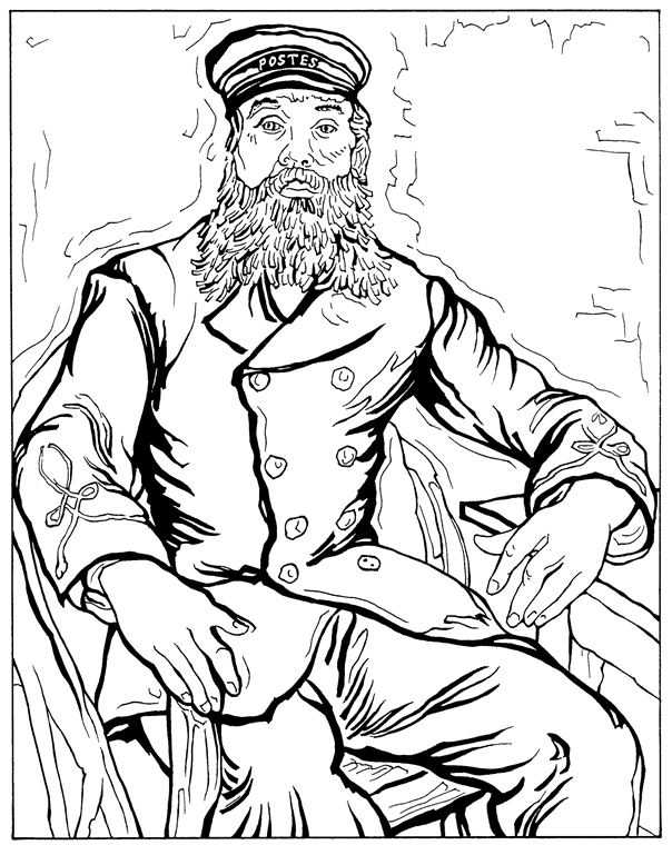 Postman Joseph Roulin Van Gogh Coloring Pages