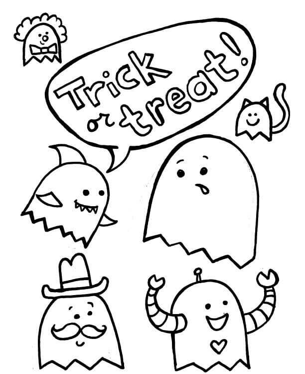 Printable Trick Or Treat Coloring Pages