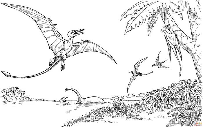 Quetzalcoatlus Dinosaur Coloring Page