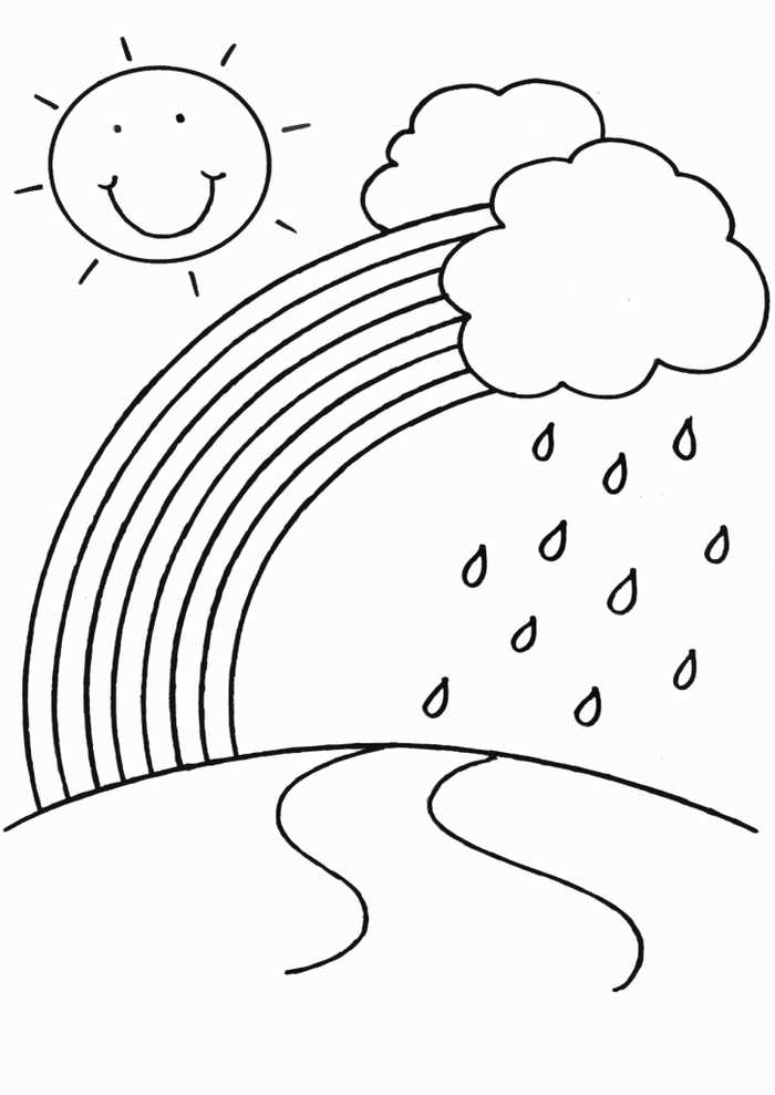 Rain Coloring Page For Kindergarten